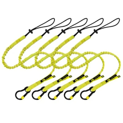 Image of BearTOOLS New Yellow Safety Lanyard Tether With Captive Eye Screw Lock Carabiner Aluminum, Universal Adjustable Loop End, Stop the Drops Weight Limit 8KG / 17.6lb Fall Restraint (5)