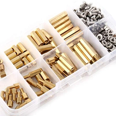 Image of Hex Spacer Screw Nut, Akozon 200pcs M3 Brass Standoffs PCB Male Female Threaded Nut Assortment Set(A)