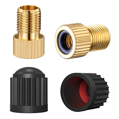 Image of HZJD Presta Valve Adaptor, Convert to Schrader Adapter for Bike, Inflate Tire Using Standard Pump or Air Compressor,Tyre Caps(2PCS)