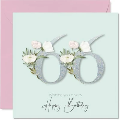 Image of 66th Birthday Cards for Women Fancy Floral Flowers Happy Card 66 Year Old Woman Sister Cousin Wife Grandma, 145mm Bday Greeting