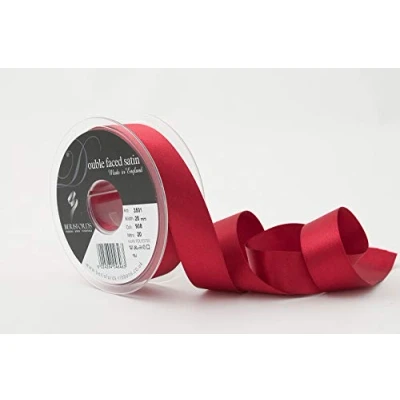 Image of Berisfords Double FACE Poly Satin Ribbon, Scarletberry, 25 mm