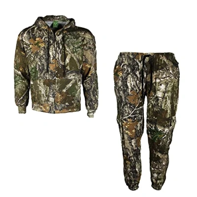 Image of VR2 Denim Men&#039;s Big &amp; Tall Camouflage Tracksuit Set Zip Up Hoodie Cuffed Jogging Bottom Camo 3XL