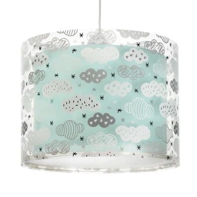 Image of Dalber Clouds Children&#039;s Hanging Lamp, Plastic, Blue, 33 x 25 cm