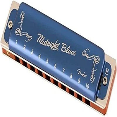 Image of Fender® MIDNIGHT BLUES Harmonica Diatonic 10 Hole Tuning E Blue Limited Edition