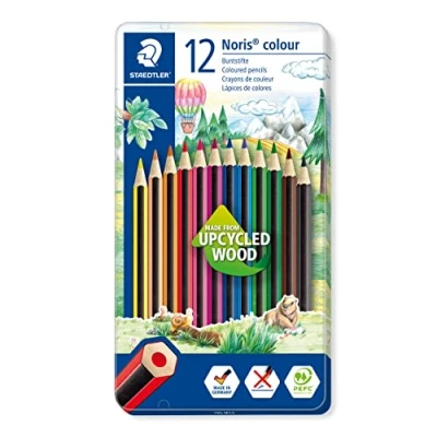 Image of STAEDTLER 185 M12 Noris Colour Colouring Pencils 12 Assorted Colours (Tin of Pencils)