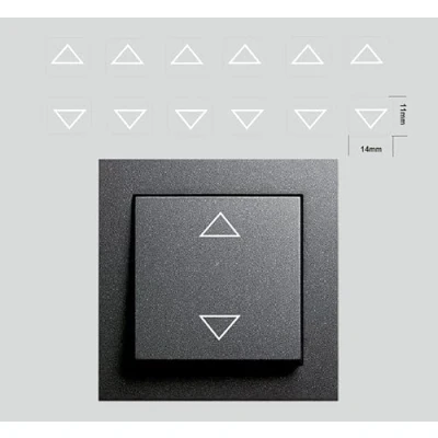 Image of Pack of 12 Switch Stickers Arrow in White 6 Pieces UP and AB Arrows (RP19/2) (14 x 11 mm)