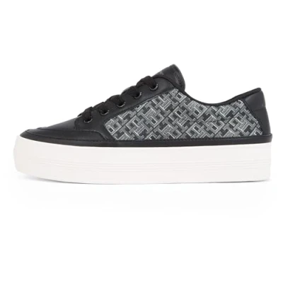 Image of Tommy Hilfiger Monogram Trainers, Women&#039;s, Size: 6.5, Black Leather
