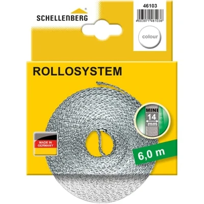 Image of Schellenberg 44501 Roller Shutter Strap for Window (Width: 14 mm, Mini System: 4.5 m), White, 46103