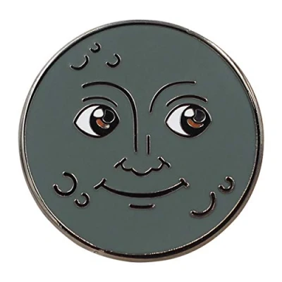 Image of New Moon Enamel Pin by Real Sic Lapel Sneaky Emoji for Jackets, Backpacks, Bags, Hats &amp; Tops, Iron