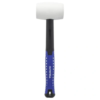 Image of Faithfull FAIRMWF16 Rubber Mallet White 16oz Fibreglass Shaft