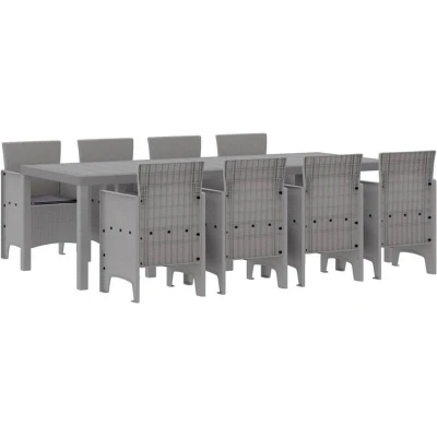 Image of vidaXL 9 Piece Garden Dining Set with Cushions White Poly Rattan