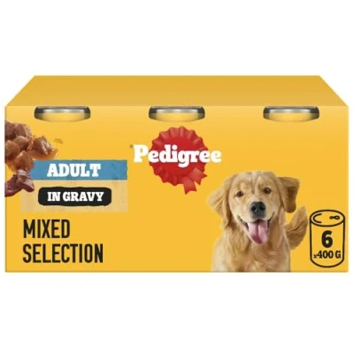 Image of Pedigree Adult Wet Dog Food for Dogs Can Mixed Selection in Gravy 6 x 400 g