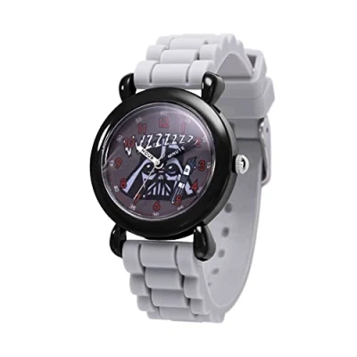 Image of STAR WARS Kids Analog Quartz Watch with Silicone Strap, Black/Grey, Bracelet
