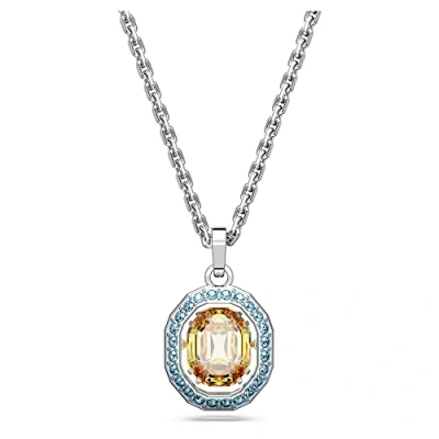 Image of Swarovski Chroma pendant, Octagon cut, Multicoloured, Rhodium plated