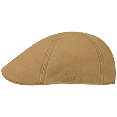 Image of Stetson Texas Cotton Flat Cap with UV Protection 40+ Peaked Ivy Solid Color for Spring/Summer Light Brown XL (60 61 cm)