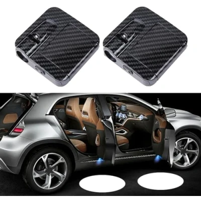 Image of 2 Pcs Custom Logo Wireless LED Projector, Car Door Light Welcome Lights Puddle Projector lights, Accept (Carbon fiber)