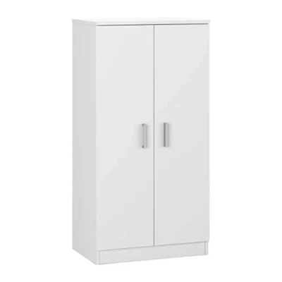 Image of Habitdesign Shoe Cabinet Two Doors, Auxiliary Unit, Basic Model, Gloss White Finish, Measurements: 55 cm (Width) x 108 (Height) 36 (Depth)