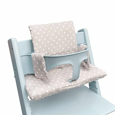 Image of ZARPMA Highchair Cushion Compatible with Stokke Tripp Trapp Chiar High Chair Insert Cotton Fabric Cover Filled Padding（Grey Star）