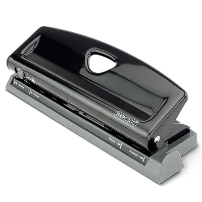 Image of Rapesco 1725 Adjustable 6 Hole Punch, 9 Sheet Capacity, Black