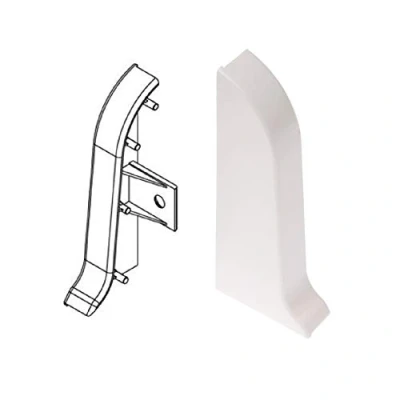 Image of Plastic Skirting Board Premium 2.5m PVC Left End Cap White Matt M089