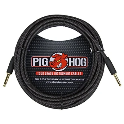 Image of Pig Hog Vintage Serie Instrumentenkabel, Black Woven, 6m/20ft, 6.35 (1/4) auf (1/4), Hochwertige Qualität, Gewebt
