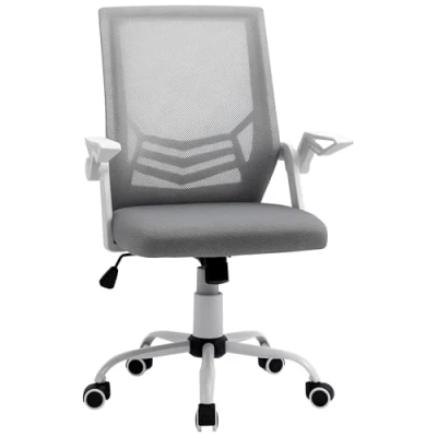 Image of Vinsetto Office Chair, Ergonomic Desk Executive Computer Chair with 90 Flip up Armrest and Lumbar Support, Adjustable Height for Home/Office, Grey