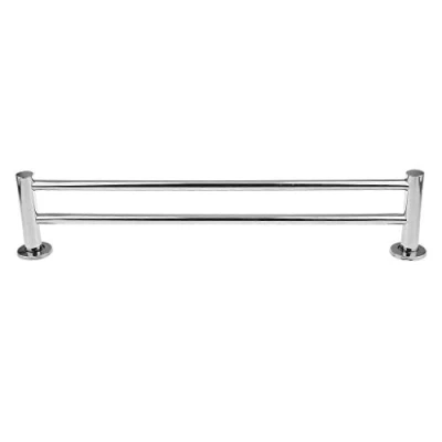 Image of 60cm Single/Double Bars Towel Rail Rack Chrome Stainless Steel Bathroom Kitchen Wall Mounted Hanger Double Bar