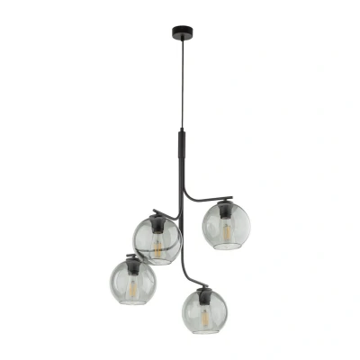 Image of Cesar Multi Arm Semi Flush Ceiling Lamp Black, Graphite Glass 4xE27
