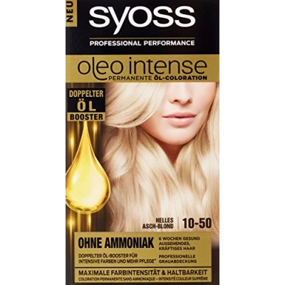 Image of Syoss Oleo Intense Hair Colour 10 50 Light Ash Blonde Pack of 3 x 115 ml