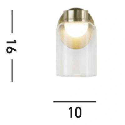 Image of Highball LED Wall Lamp, Satin Brass &amp; Clear Glass IP44
