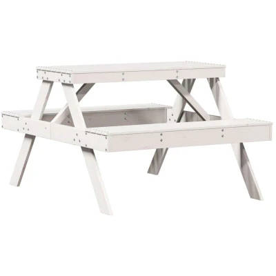 Image of vidaXL Picnic Table White 105x134x75 cm Solid Wood Pine