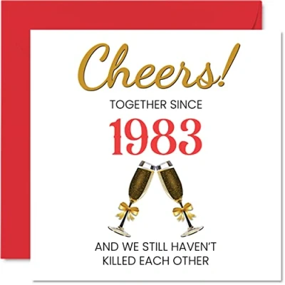 Image of Funny 41st Anniversary Card for Husband Wife Together Since 1983 Happy Wedding Cards Partner, I Love You Gifts, 145mm x Greeting Forty First Anniversaries