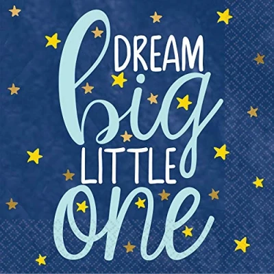 Image of Amscan 502152 Twinkle Little Star Baby&#039;s Birthday Party Beverage Napkins 16 Pack