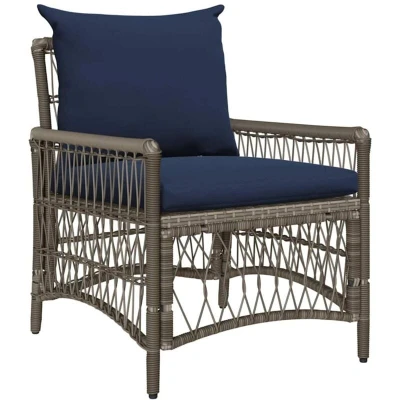 Image of vidaXL Garden Chair with Cushions Grey 60x70x78 cm Poly Rattan