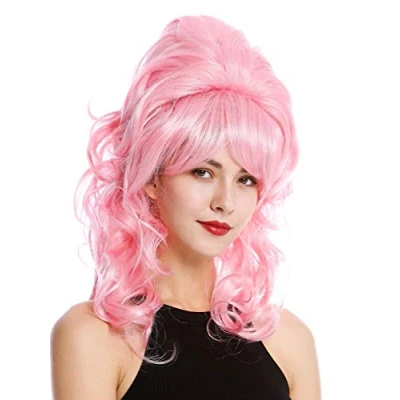 Image of Wig ME UP GFW2418 TF2317 F1 Quality Lady Baroque 60s Beehive Retro Bun curly long pink Pop Singer