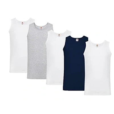 Image of Fruit of the Loom Valueweight 61 098 0 Men&#039;s T Shirt, 3 x White 1 Deep Navy Grey + Hl kauf Notepad, 3XL