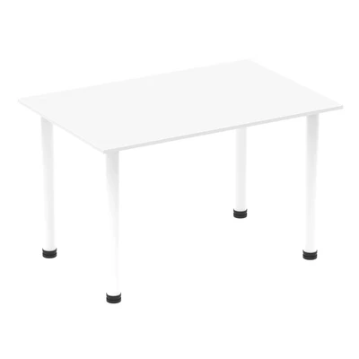 Image of Impulse 1200mm Straight Table White Top Post Leg