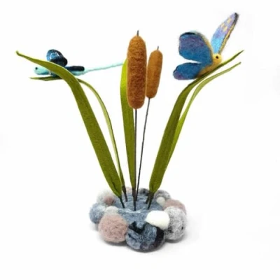 Image of The Crafty Kit Co Peaceful Pond Butterfly and Reeds Needle Felting