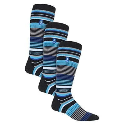 Image of HEAT HOLDERS 3 Pair Multipack Ultra Lite Mens Ski Socks Funky Patterned Striped Knee High (6 11, Black Stripe)