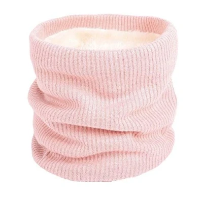 Image of Winter Neck Warmer Fleece Lined Infinity Scarf Thicken Windproof and Dust Skiing Circle for mens women Double Layer Lining Knit By London Scarfs (Pink)