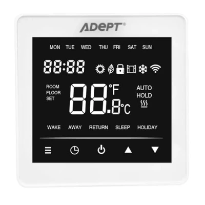 Image of Adept T6200W White Smart WiFi Touchscreen Programmable Thermostat App Controllable iOS &amp; Andriod Underfloor Heating Controller