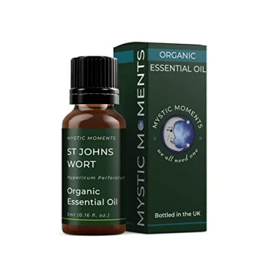 Image of Mystic Moments Organic St Johns Wort Essential Oil 5ml Pure &amp; Natural for Diffusers, Aromatherapy Massage Blends Vegan GMO Free