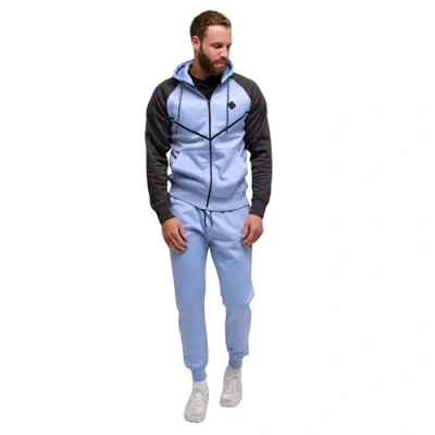 Image of KAM Men&#039;s Tracksuit with Zippered Hoodie and Matching Joggers Perfect for Sports workouts Activewear Set Men, Water Colour, Size 2XL
