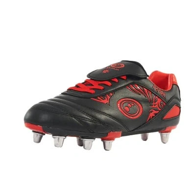 Image of Optimum Men&#039;s Razor 8 Studs Rugby Boots Sturdy Material, Lace Up Lightweight Flexible and Comfortable Fit Mesh Lining (Red), 7 UK