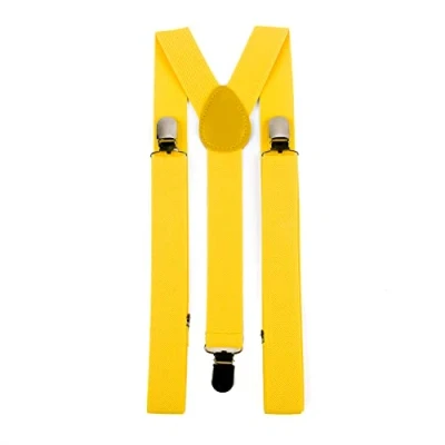 Image of Hat To Socks Mens Womens Adjustable Braces Suspenders with Strong Metal Clips (Yellow)