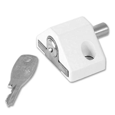 Image of ERA 100 12 Patio Door Lock Security Bolt in White with Pair of Keys