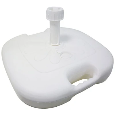 Image of SF SAVINO FILIPPO White Parasol Base, Square with Rounded Corners, 45 x cm, Resin, Italian Product, Adjustable Adapter