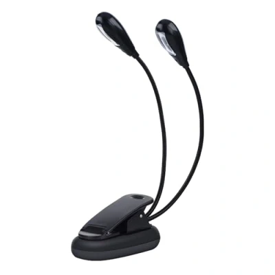 Image of Music Stand Light, Mini Double Arms Clip on LED 8 Beads Adjustable Night Reading Lamp with USB Cable for Headboard, Desk, Travel
