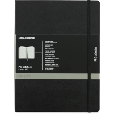 Image of Moleskine Pro Notebook, Professional Office Hard Cover, Black Colour, x Large 13 21 cm