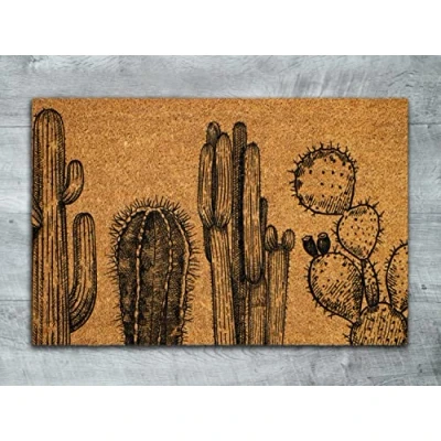 Image of Ensound Cactus Close Up Doormat,Welcome Cactuses Doormats,Cactus Mats,Welcome Funny Door Mats 30x18 Inch
